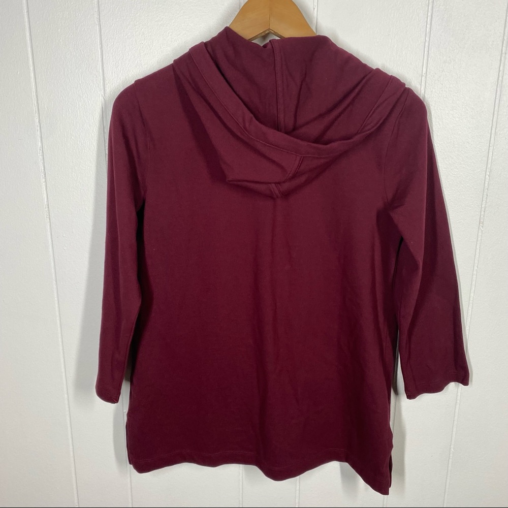 Lighthouse by Lands End Burgundy Henley Hoodie Top - Picture 6 of 8